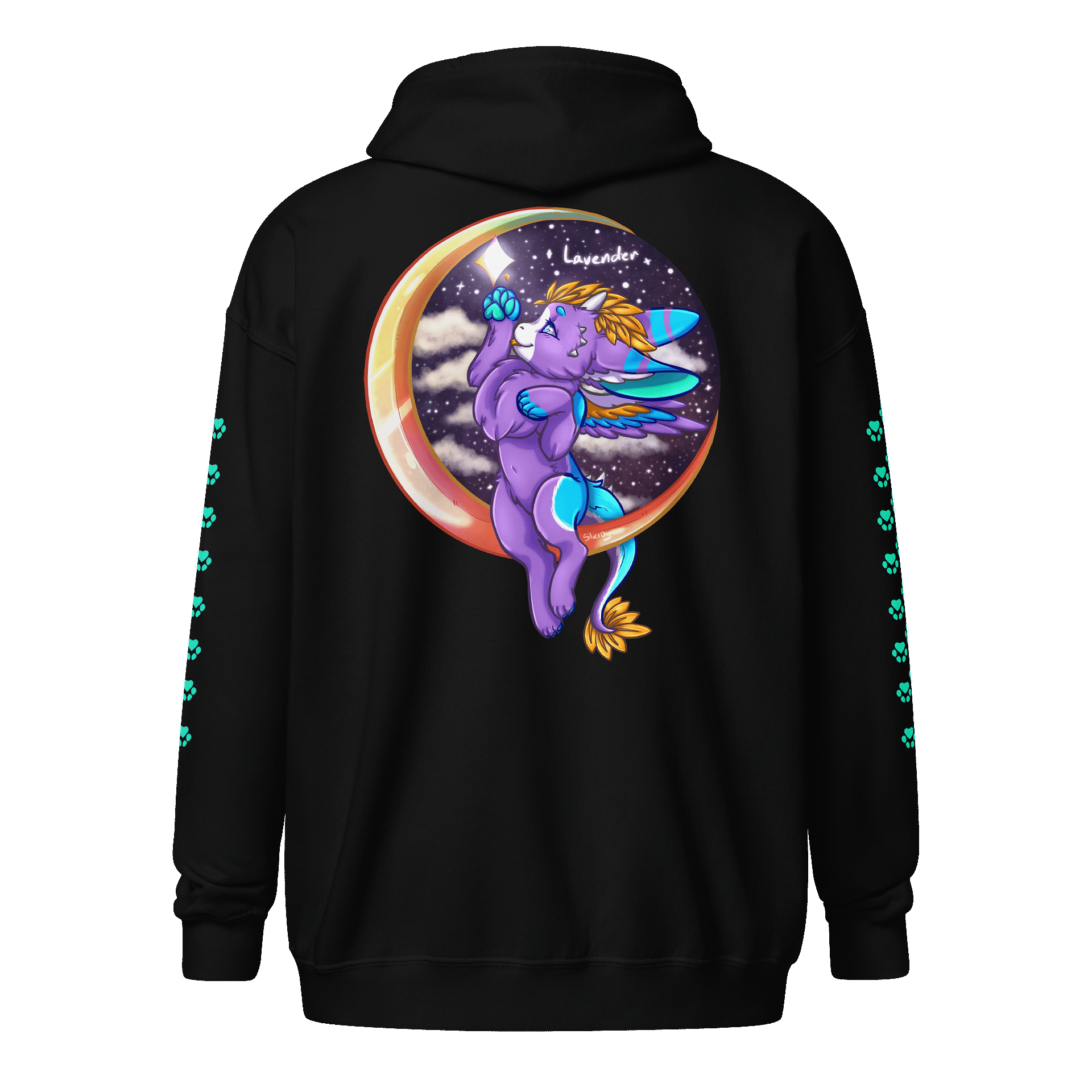 Stars Night Sky /w Paw Sleeves Zip-Up Hoodie product image (7)
