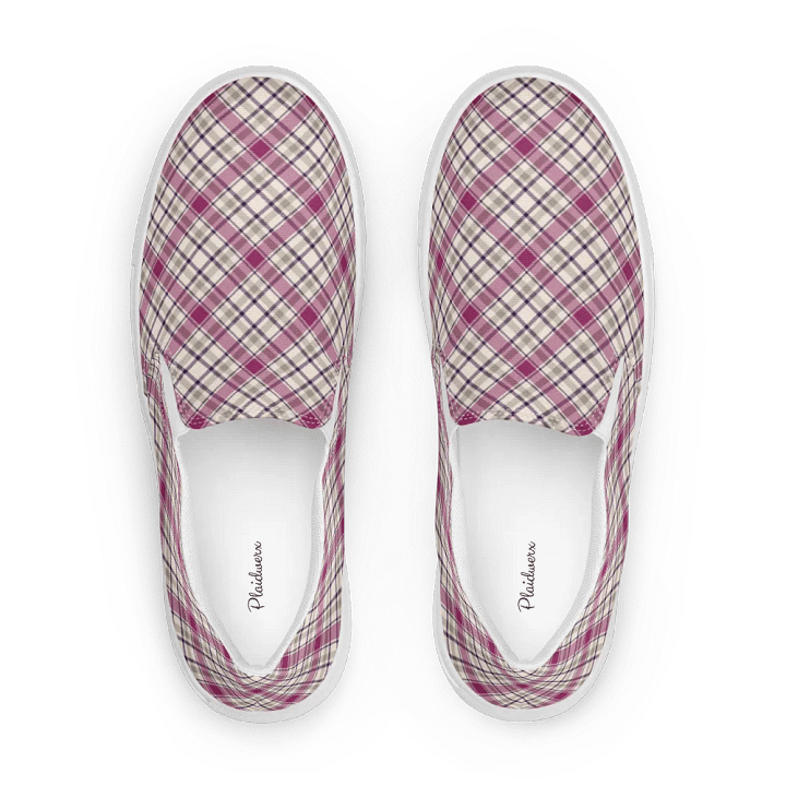 Magenta and Gray Plaid Women's Slip-On Shoes product image (1)