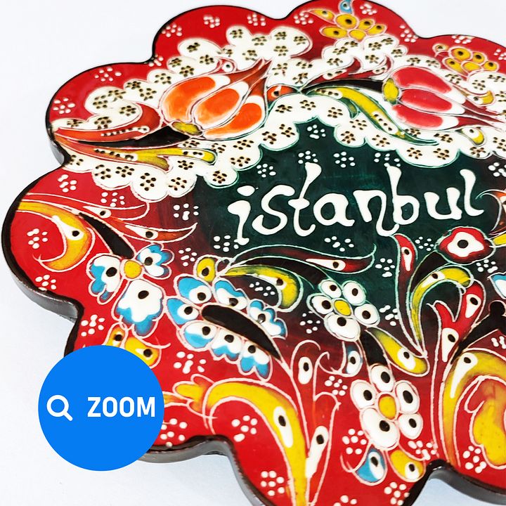 Ceramic coasters (18 cm, big, red) — handmade pottery, handmade ceramic, home decor, handmade gift, Turkish ceramic product image (2)