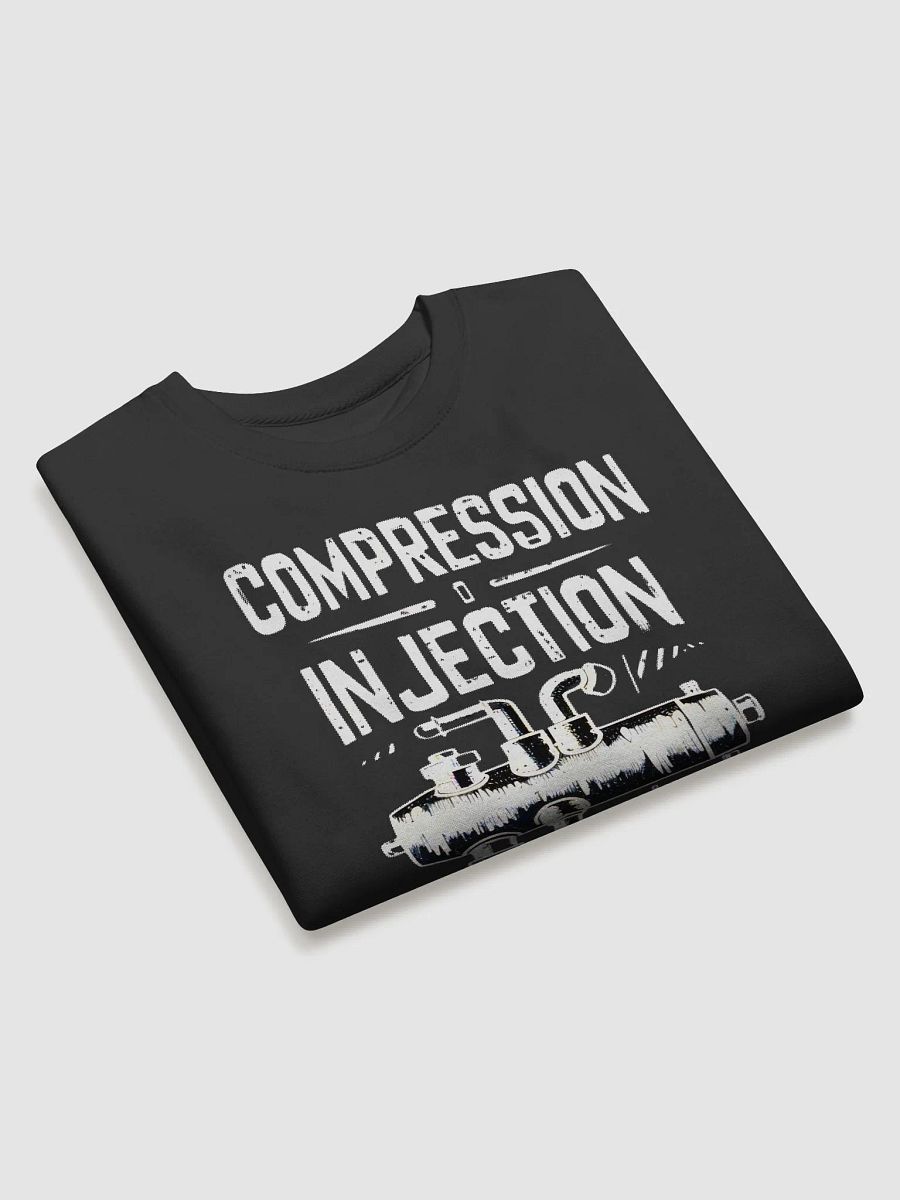 Funny 'Compression, Injection, Ignition' Long Sleeve Sweater - Cozy and Comedic Pullover