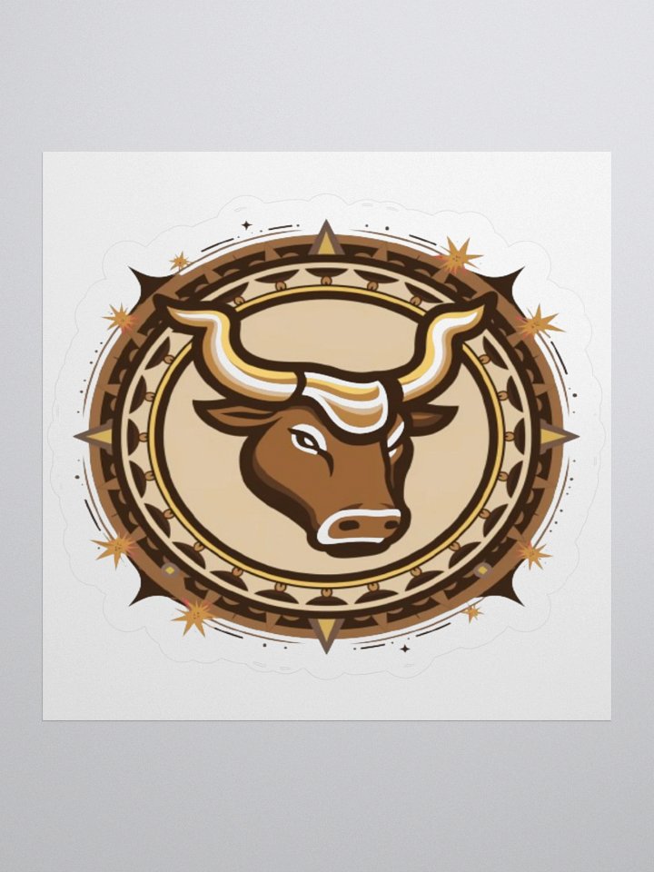 Taurus Zodiac Sticker - Bull with Celestial Border - Premium Vinyl product image (1)