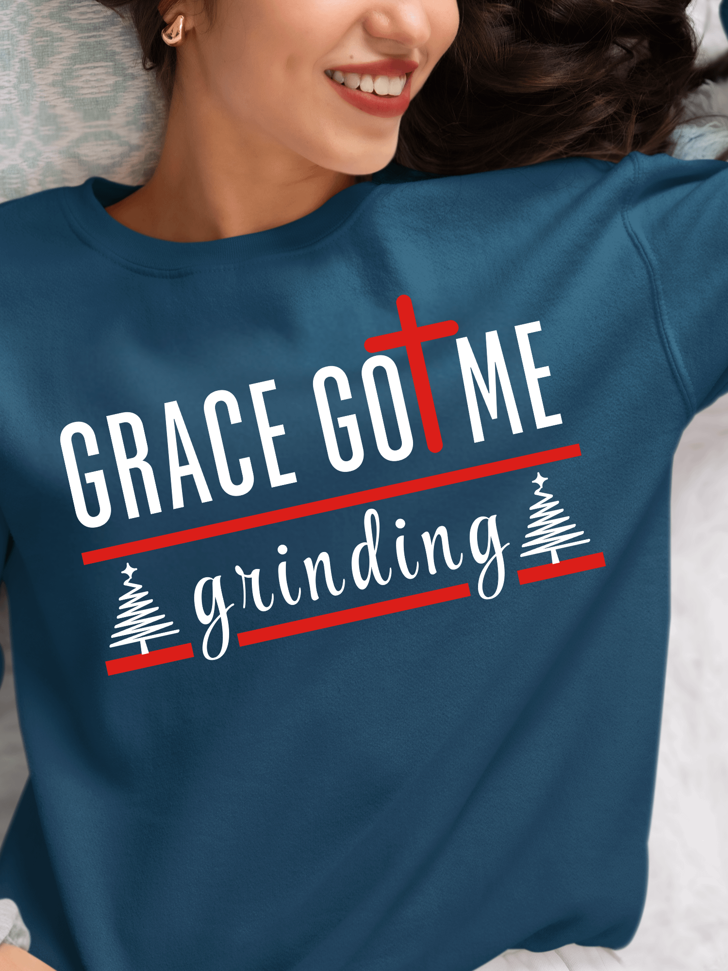 Grace Got Me Grinding Christian Sweater | Faith & Hustle Sweatshirt for Women | Inspirational Christian Apparel product image (6)