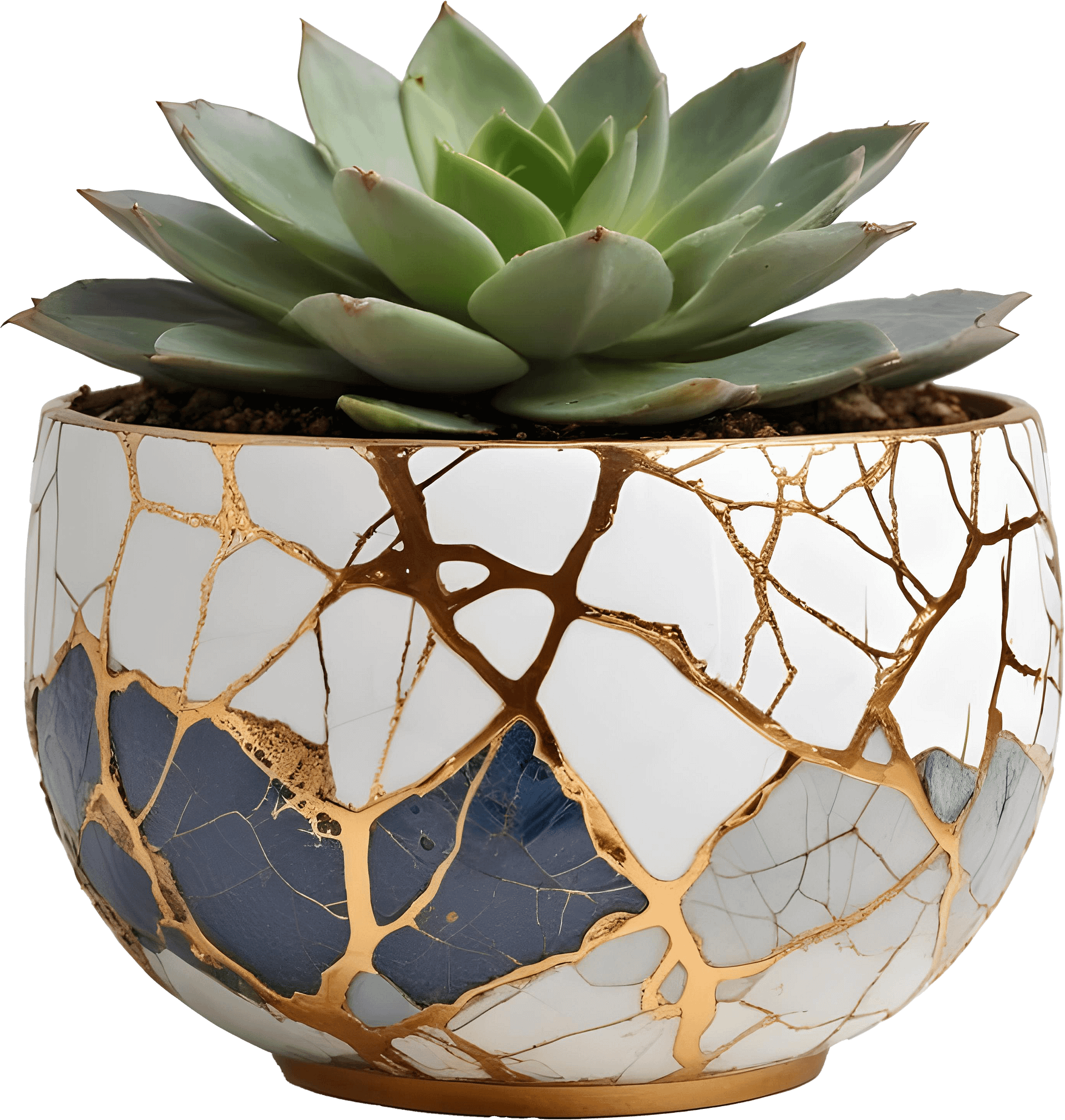 Kintsugi Serenity – Blue and White Bowl PNG product image (1)
