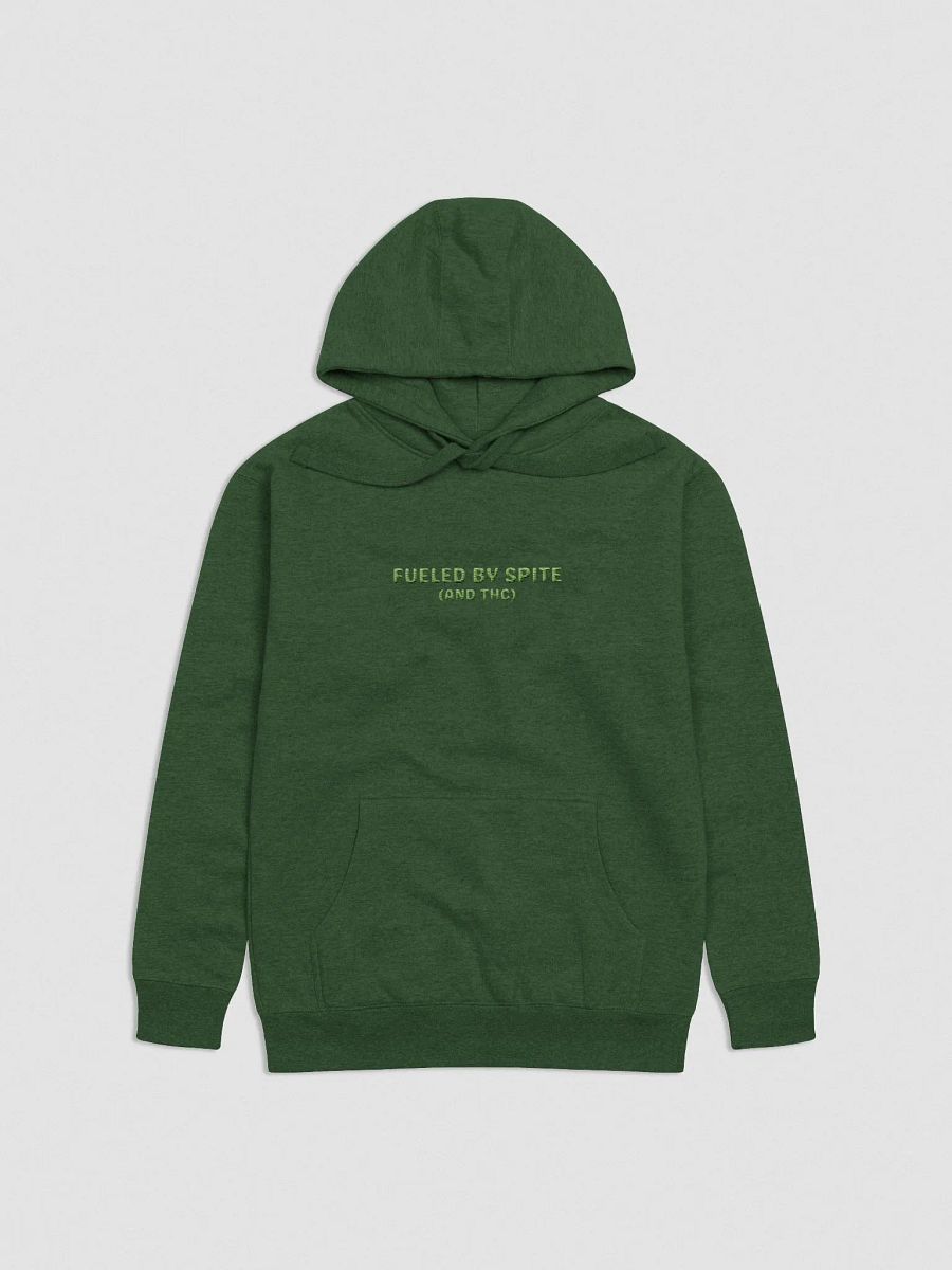 FUELED BY SPITE (green thread) embroidered heavyweight hoodie product image (1)
