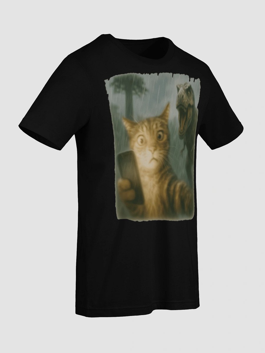 Confused Cat Selfie Dinosaur T-Shirt - Funny Dino & Kitten Tee product image (34)