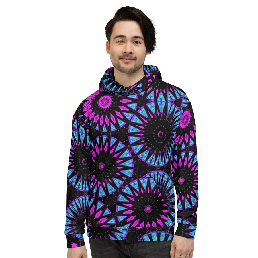 Abstract Circular Shapes in Turquoise, Black and Pink Unisex All Over Print Hoodie product image (6)