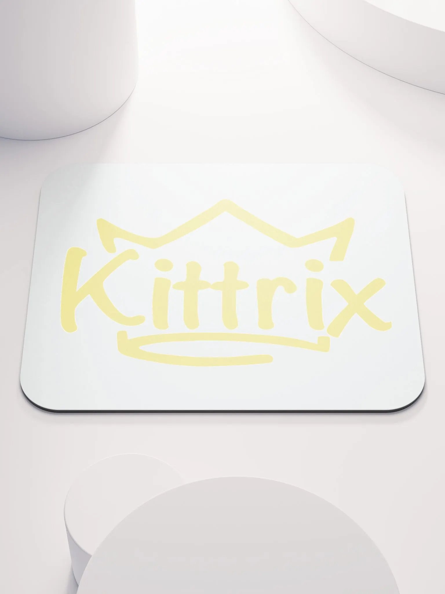 White & Gold Kittrix Mouse Pad product image (1)
