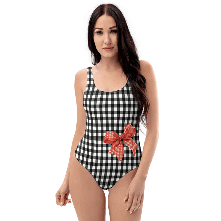 B/W Check Watermelon Splash All-Over Swimsuit product image (1)