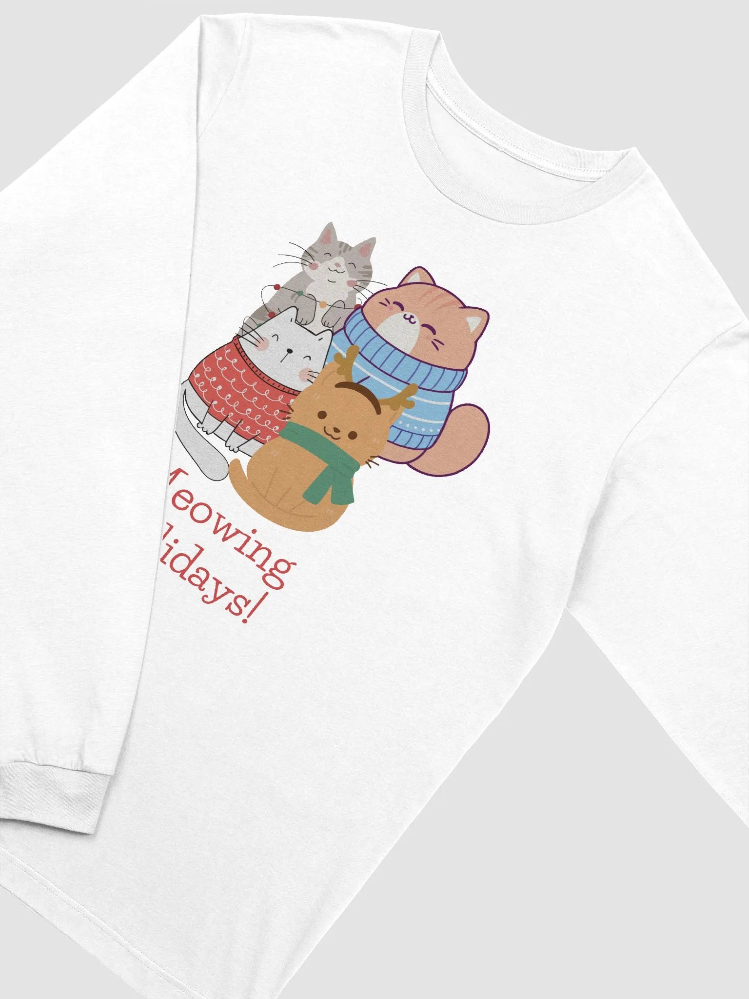 Meowing Holidays Cute Christmas Winter Vibes Cats Super Soft Long Sleeved Shirt product image (10)