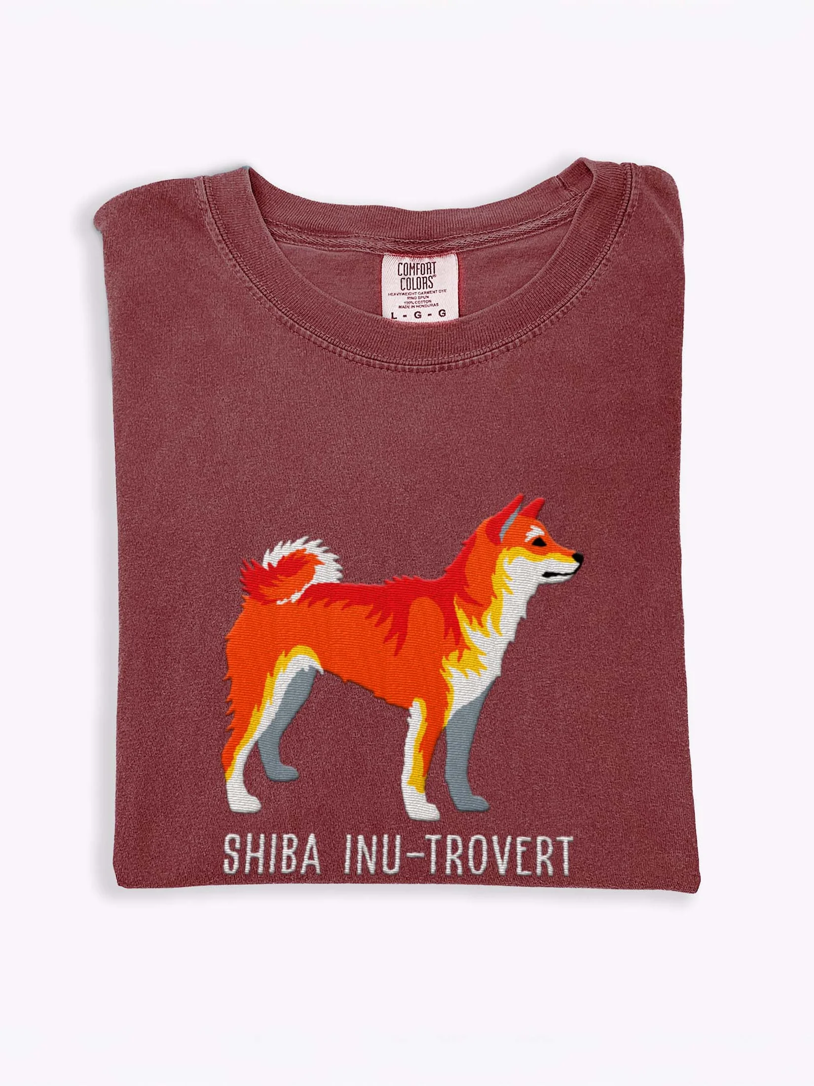 Shiba Inu-trovert T-Shirt(Embroidered) of a Shiba Inu(Red) product image (1)