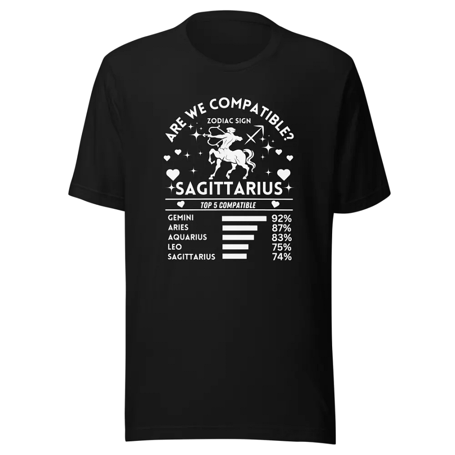 Sagittarius Zodiac Sign Romantic Compatibility T-Shirt - Bella Canvas 3001 Unisex Staple T-Shirt - Dark Colors product image (3)