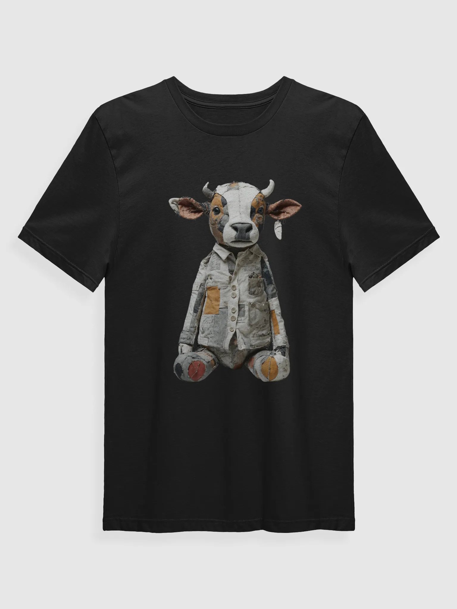 Whimsical Patchwork Cow Sculpture T-Shirt product image (1)