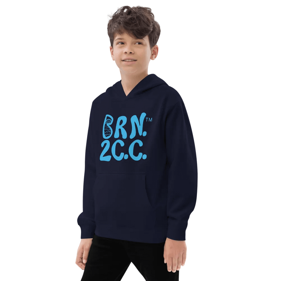 Boys' | BOURNE to Cape Cod™ | DTG Vintage Print | Youth Hooded Fleece Pullover | Cozy Coastal Adventure | Blue Logo product image (3)