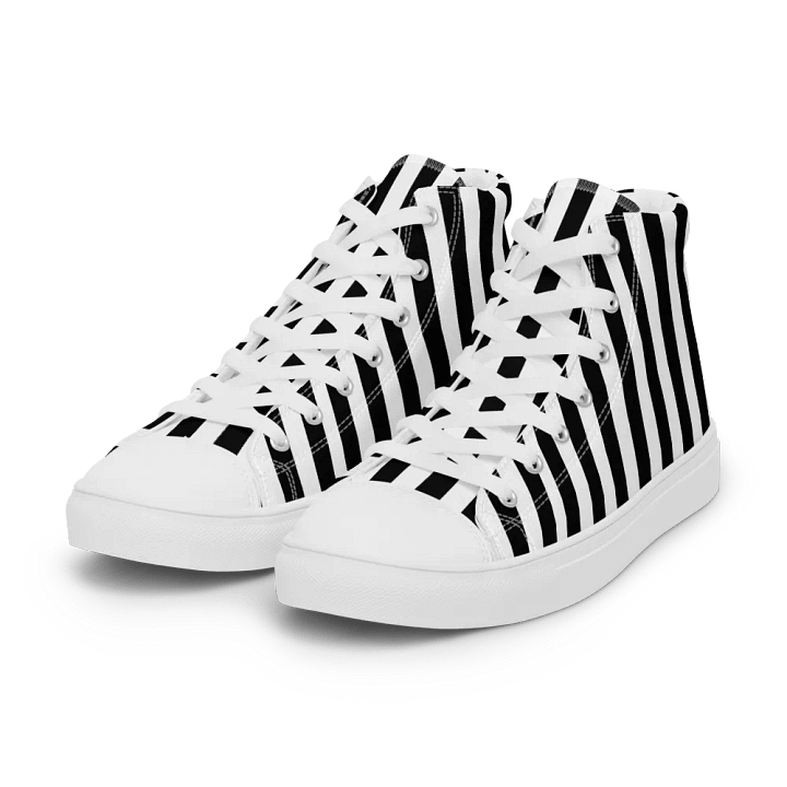 Women's Black And White Striped High Tops product image (1)