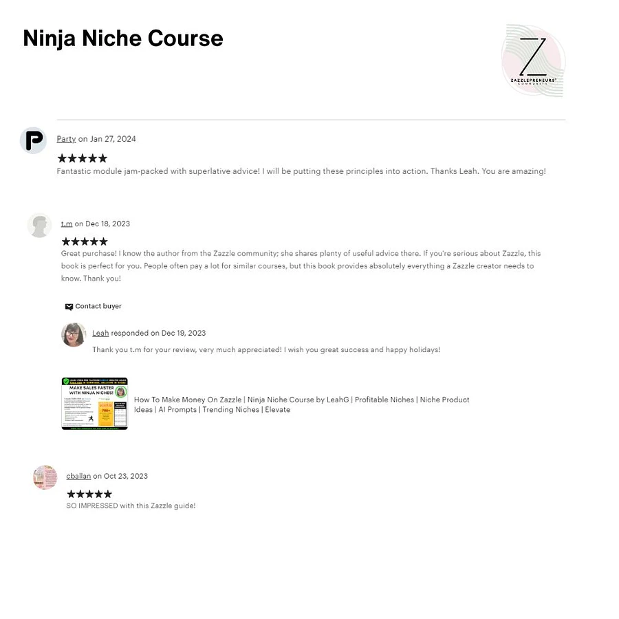 Zazzle Ninja Niche Slayers Course by LeahG product image (2)