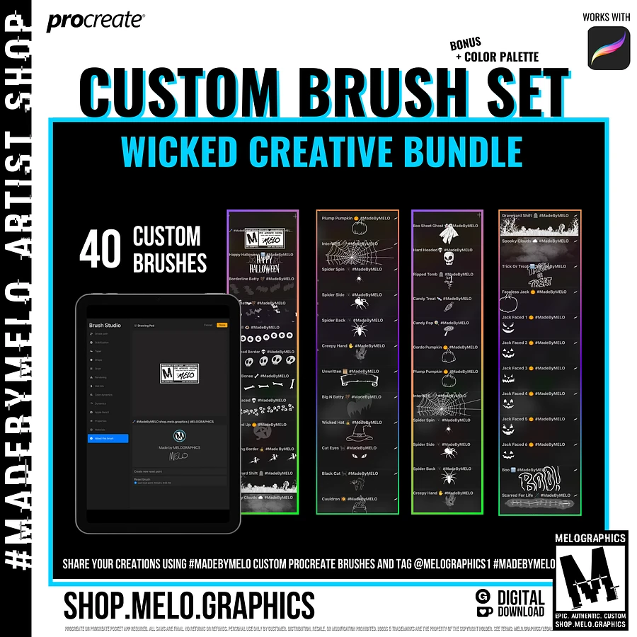 Wicked Creative Procreate Brush Set & Color Palette Bundle [Halloween] | #MadeByMELO product image (3)