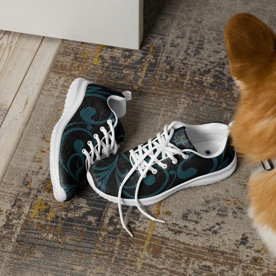 Dark Teal Twirls Women's Athletic Sneakers product image (6)