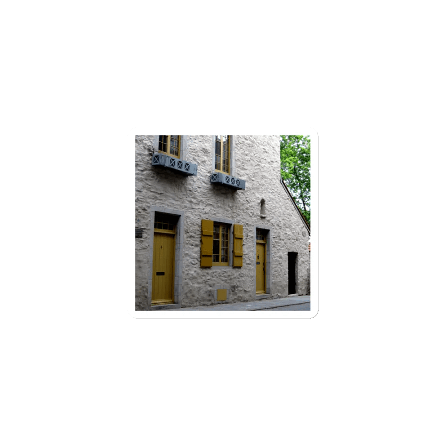 Charming Rustic Facade with Yellow Shutters Magnet product image (1)