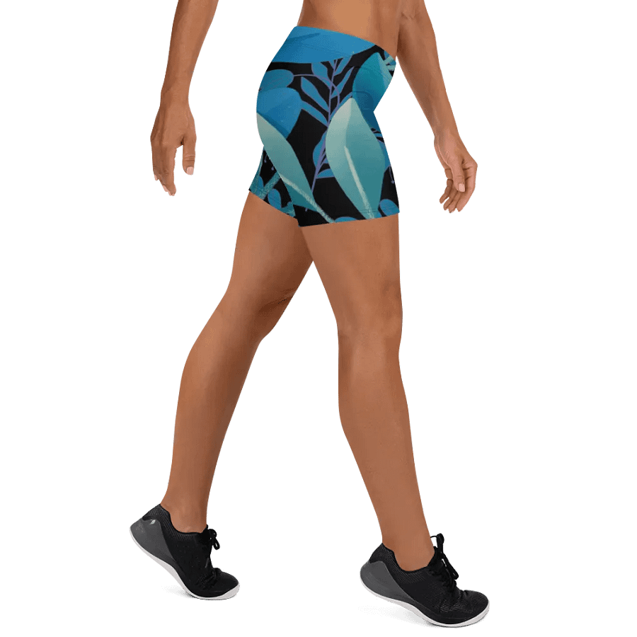 ladies short teal and black leafy desgn product image (10)