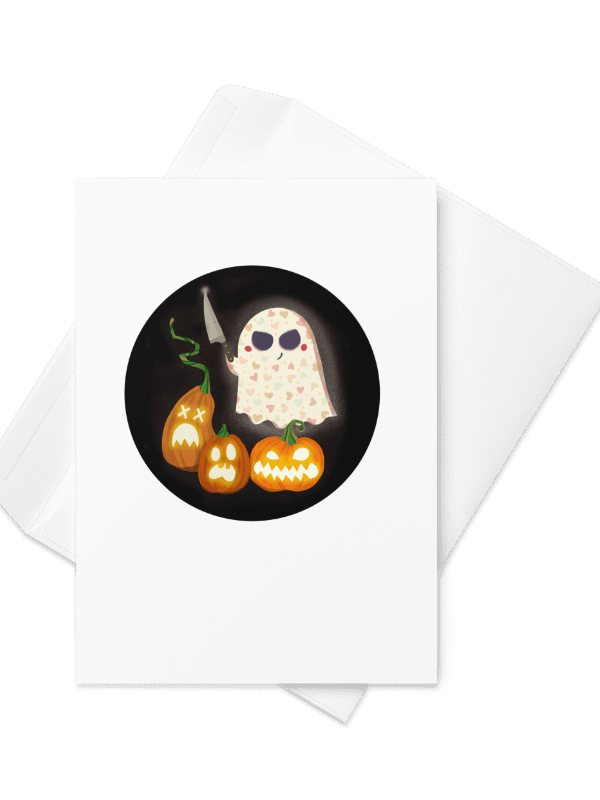 Little Ghost Pumpkin Carver - Greeting Card product image (1)
