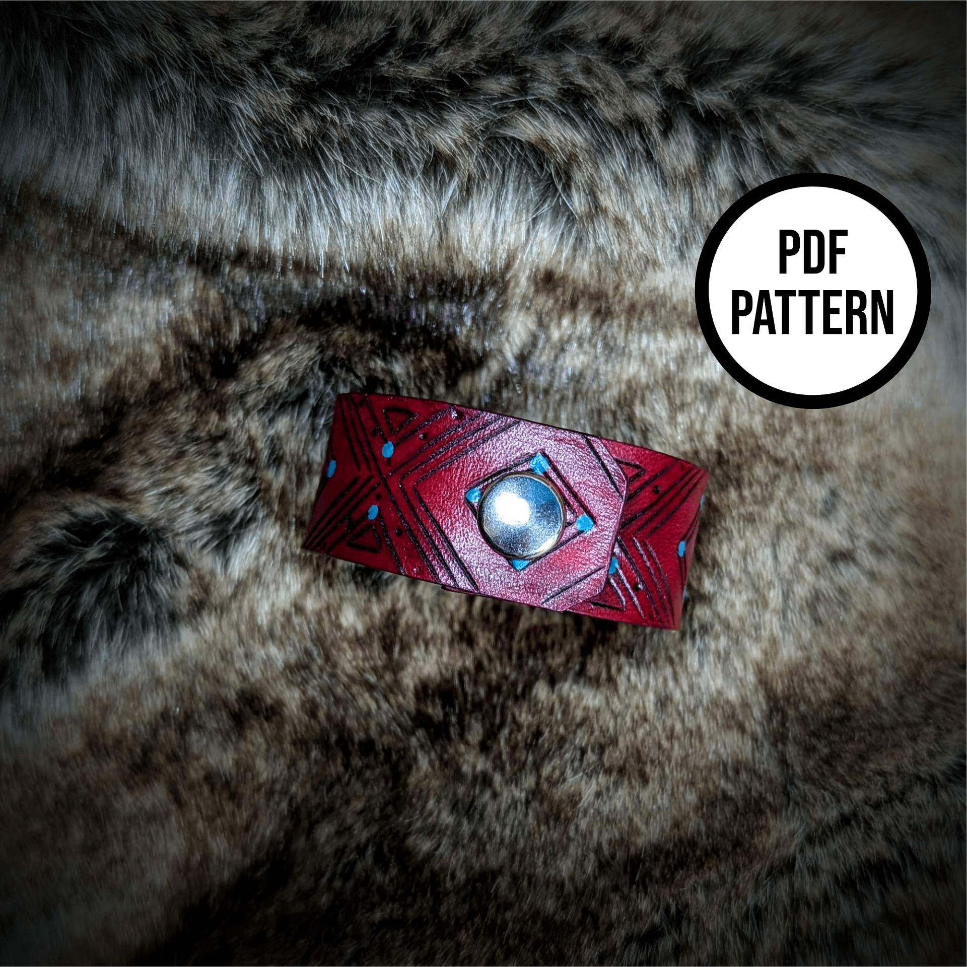 Geometric Leather Cuff Pattern - PDF Pattern for Leatherwork product image (2)