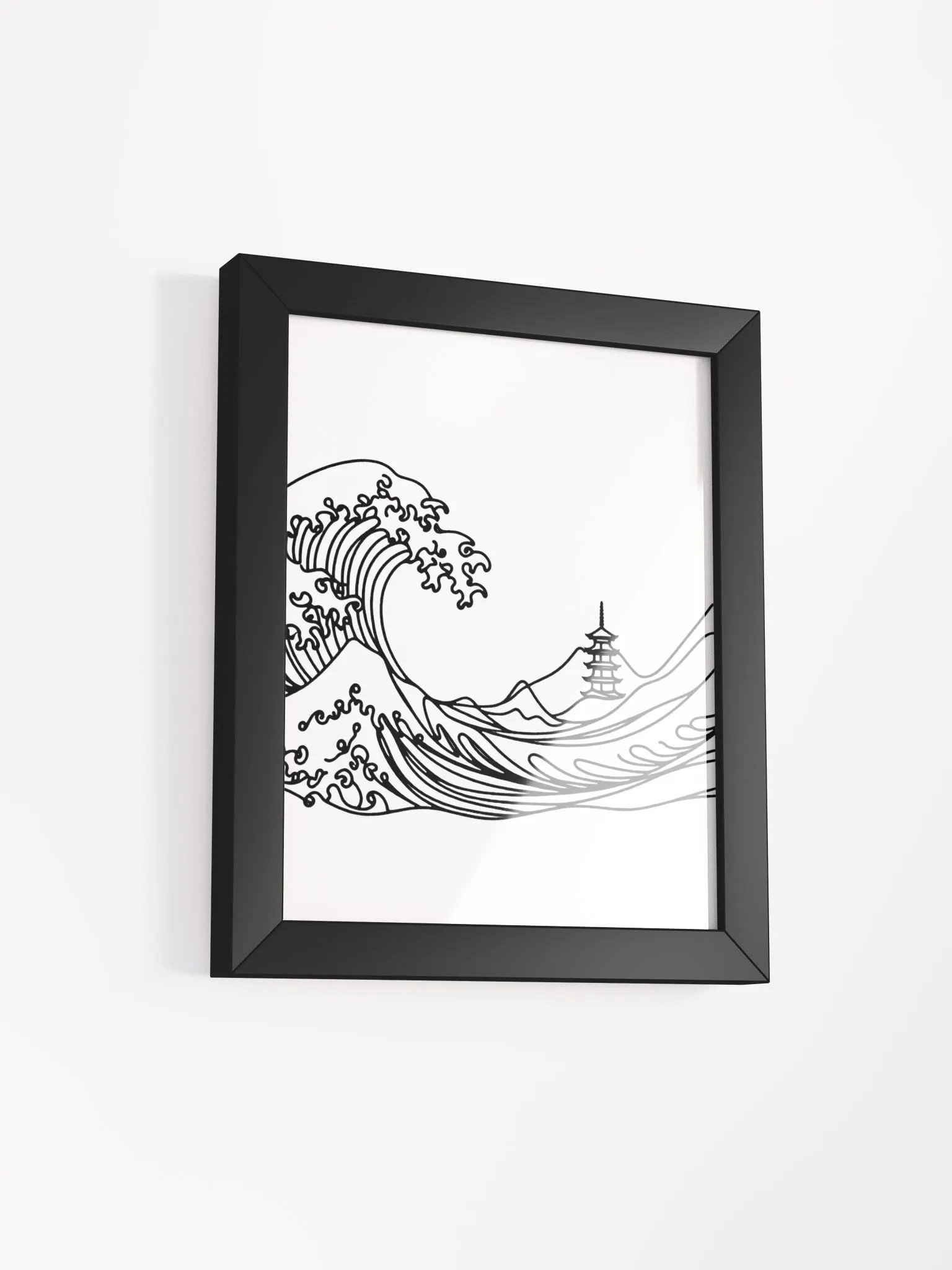 Kanagawa Waves Lines Art Design Wood Framed Poster product image (43)