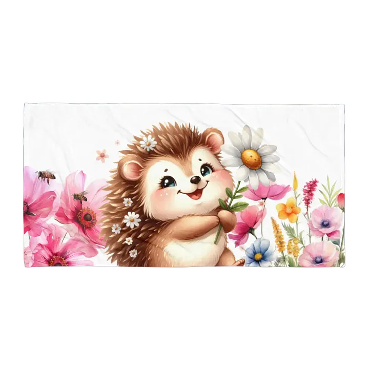Cute Hedgehog and flowers Towel product image (2)