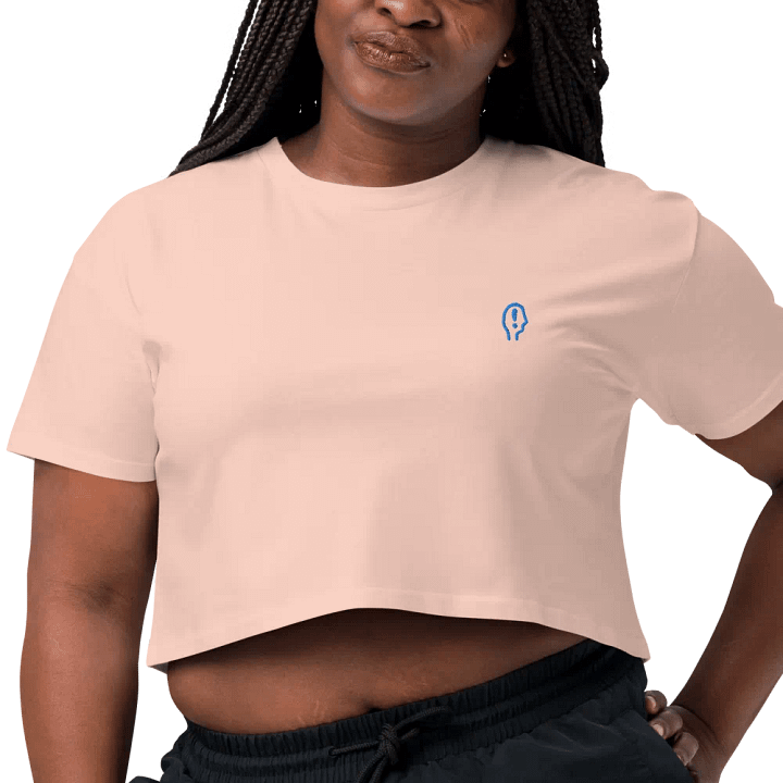 EXCLAIMING MENTALLY (L.C., aqua) embroidered cotton crop top product image (32)