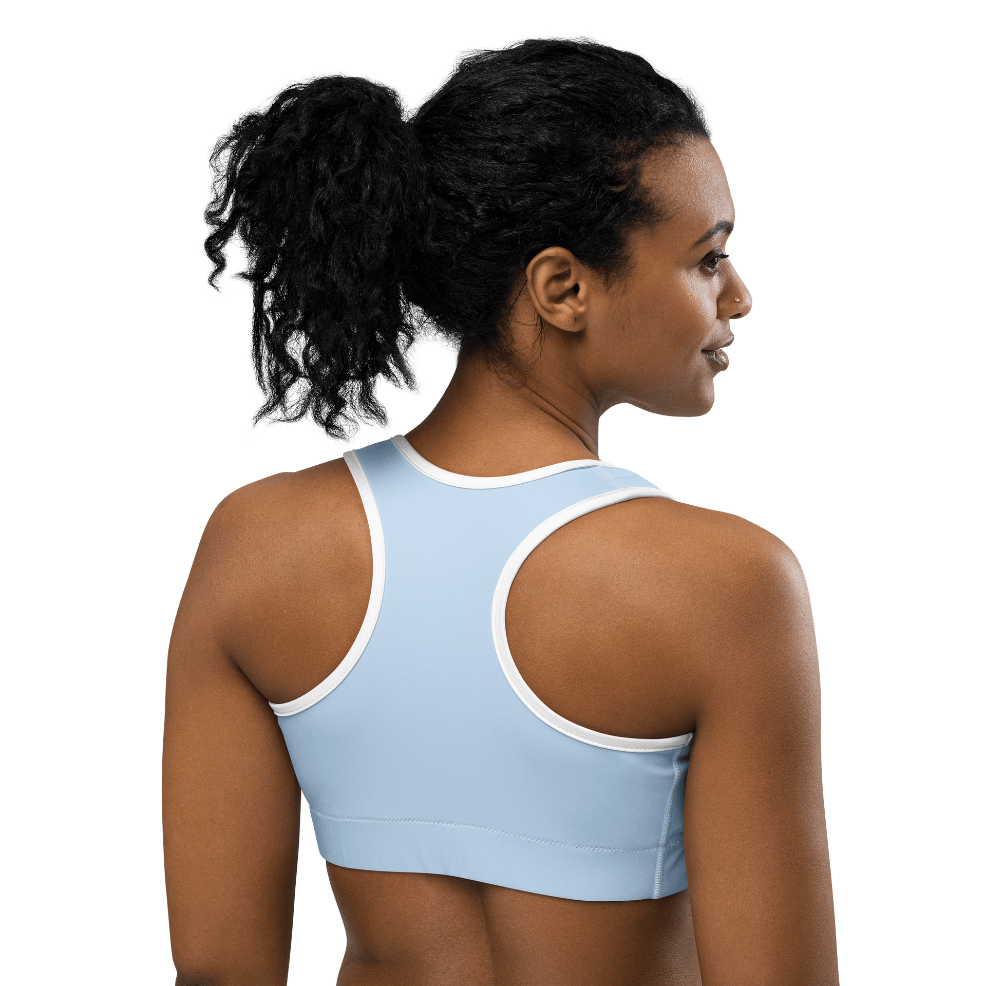 Baby Blue Solid Color & White Lining Sports Bra product image (4)