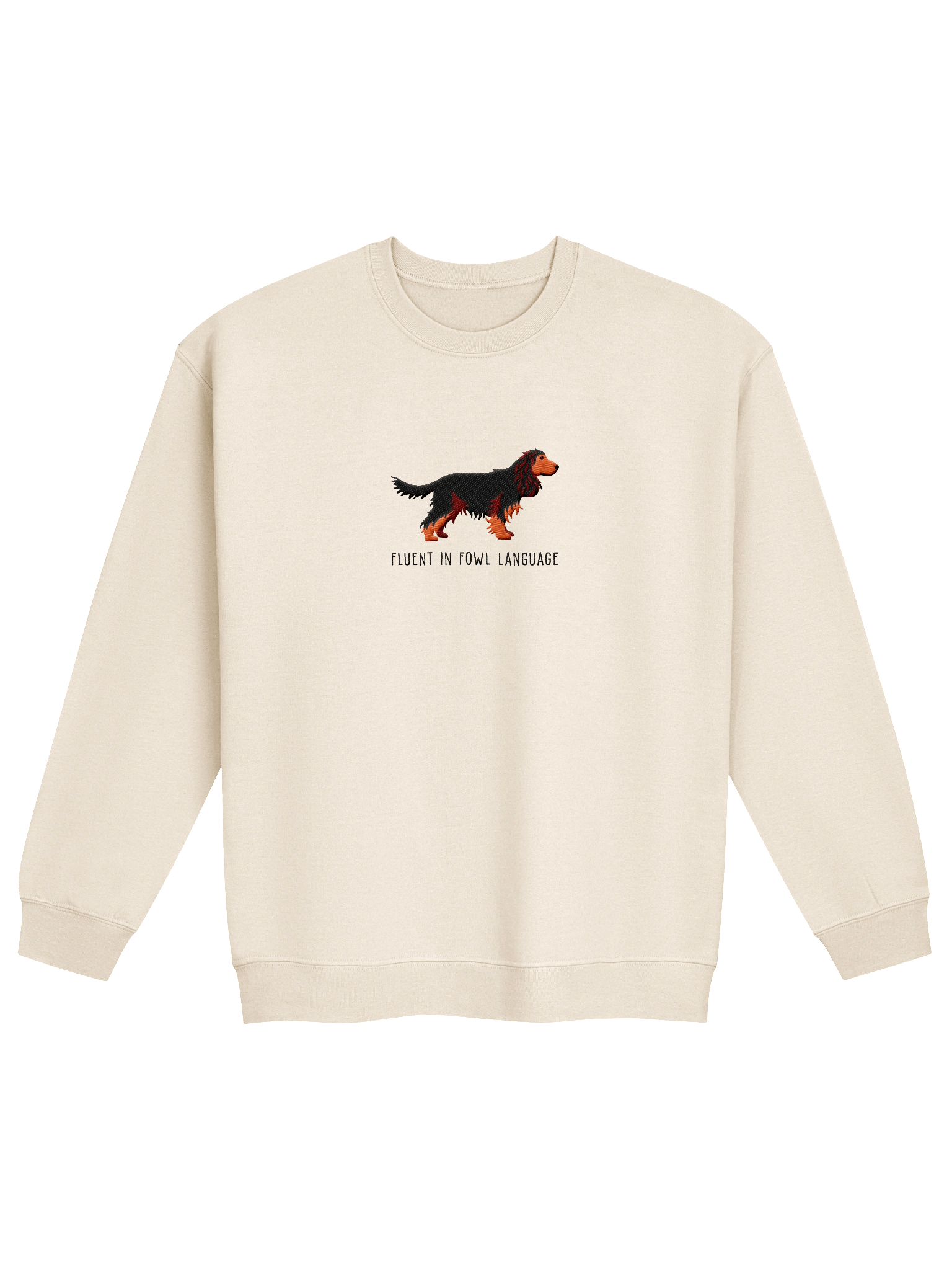 Fluent in Fowl Language Sweatshirt (Embroidered) of an English Cocker Spaniel(Black & Tan, Full Tail) product image (21)