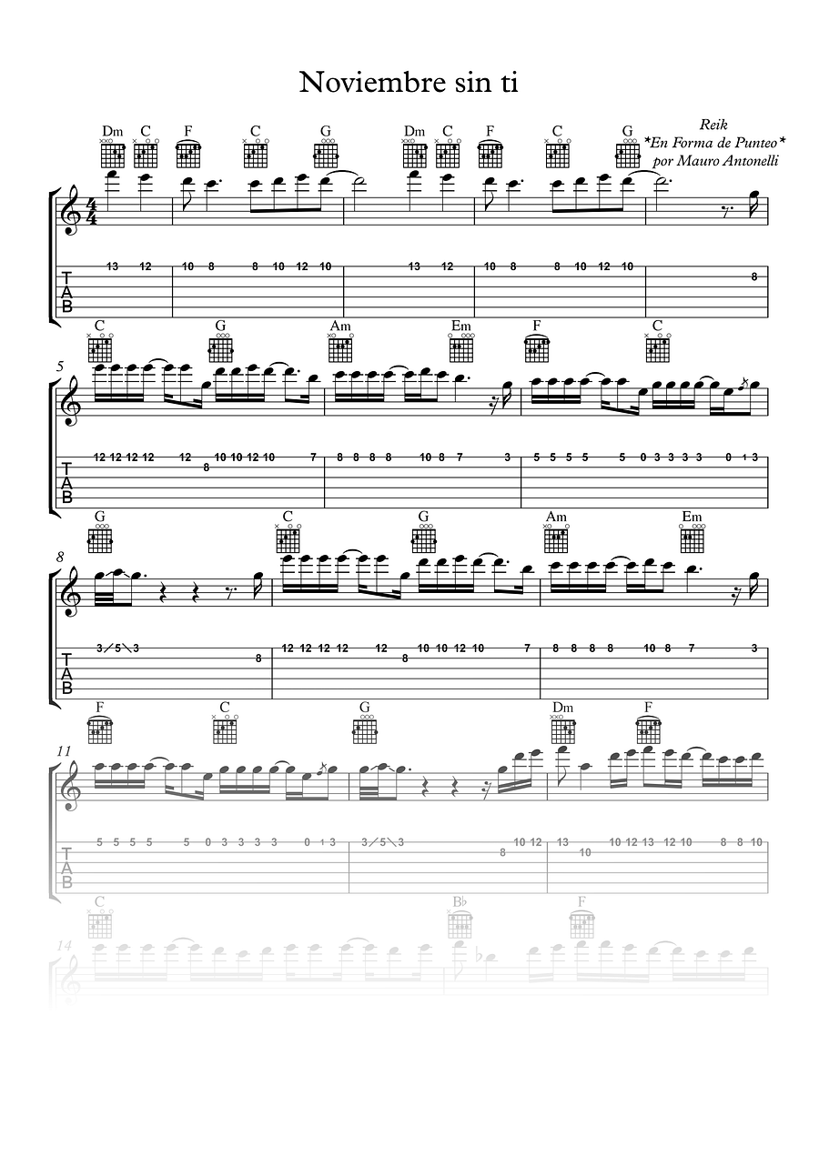 Noviembre sin ti - Partitura + Tab + Acordes + Pista product image (1)