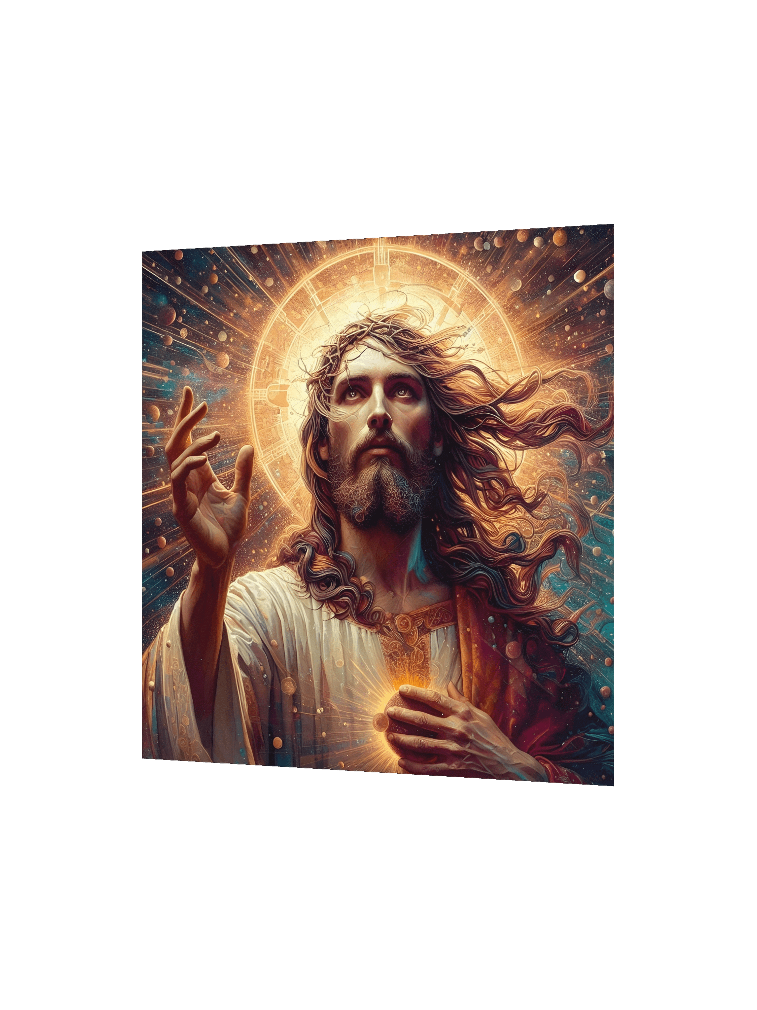 Jesus Christ Cosmic Radiance Wall Art | Epic Christ Art Canvas Print for Home & Sacred Spaces product image (7)