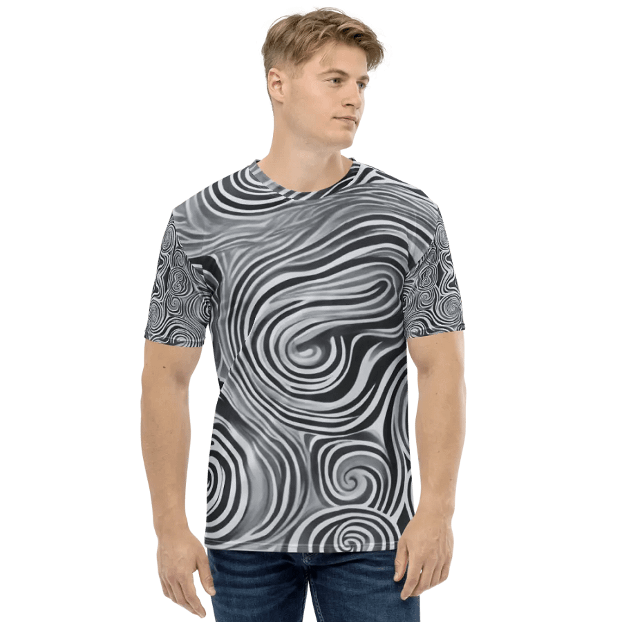 Funky Black and White Noir Liquid Tie-Dye Men's T-shirt product image (3)
