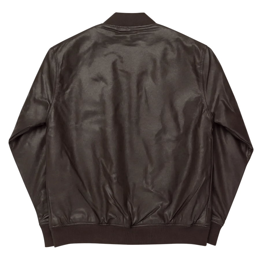 EXCLAIMING MENTALLY monochrome brown faux leather jacket product image (7)