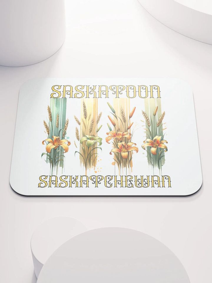 Saskatoon Saskatchewan 4 Vertical Tiger Lily Wheat Art Deco Floral Mouse Pad product image (2)