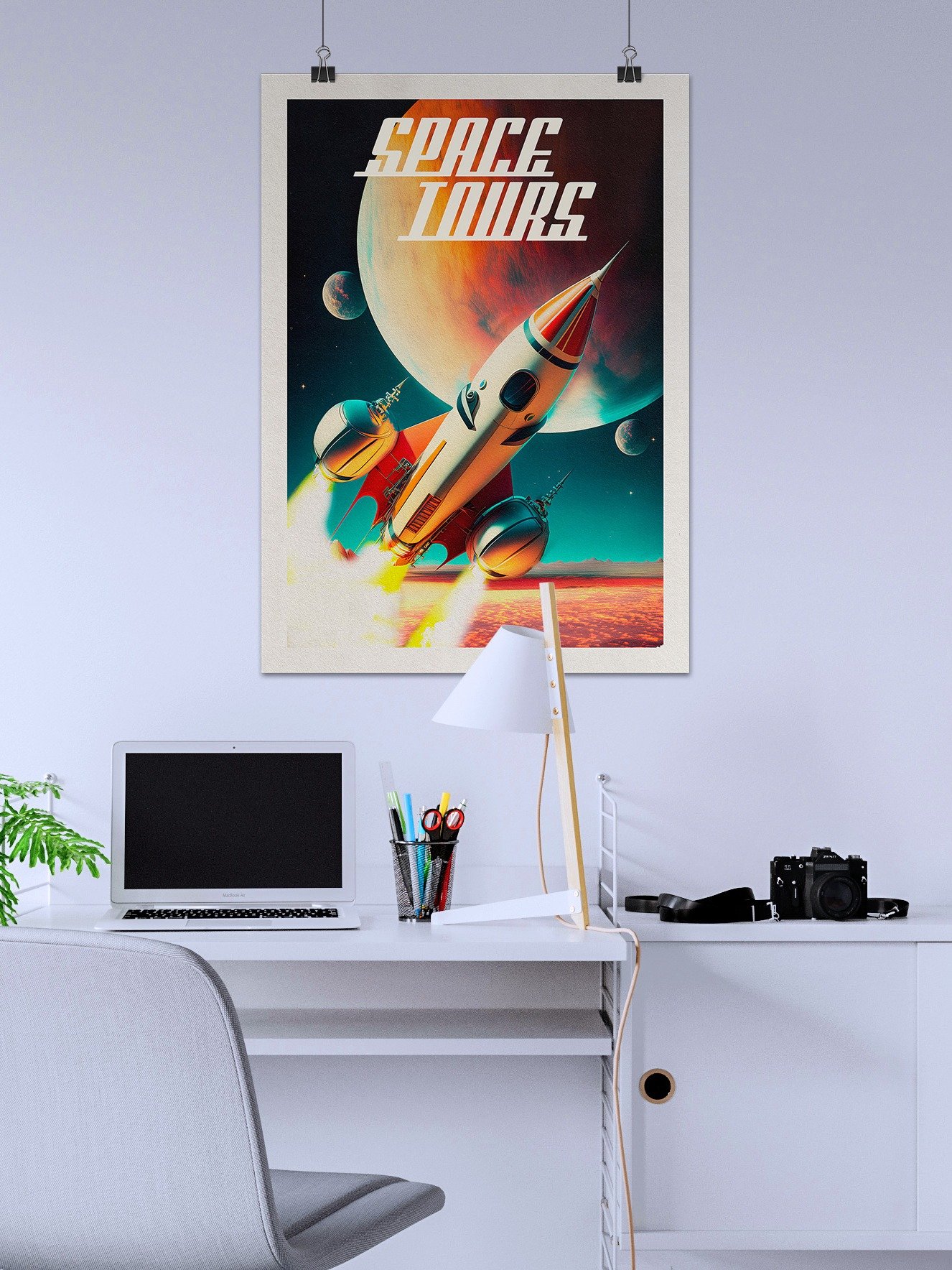 Space Tours — Vintage space poster, retro space art, propaganda poster, retrofuturism art, retro sci-fi print product image (2)