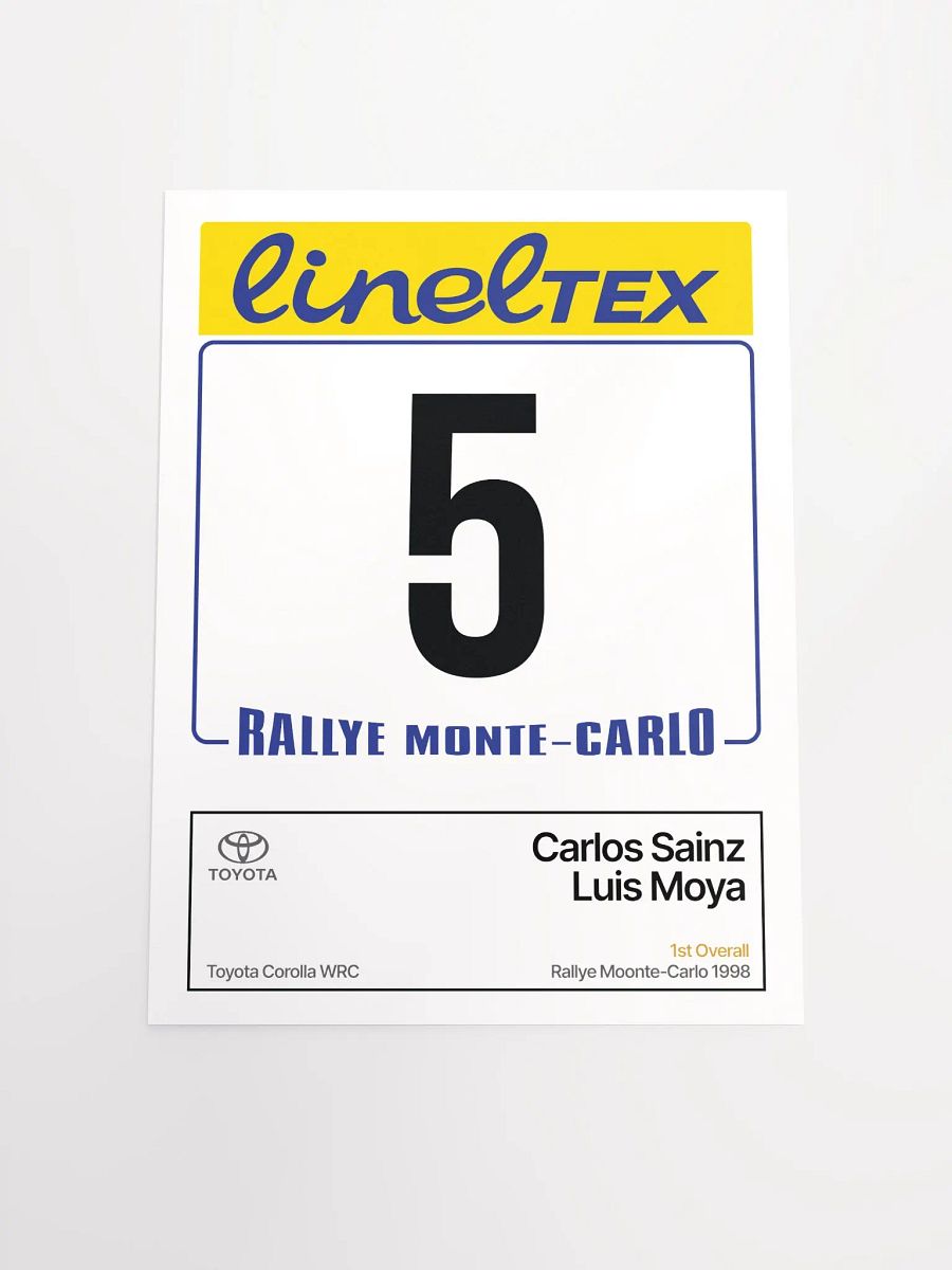 A3 Poster / Carlos Sainz / 1998 Rallye Monte-Carlo Number 5 product image (4)
