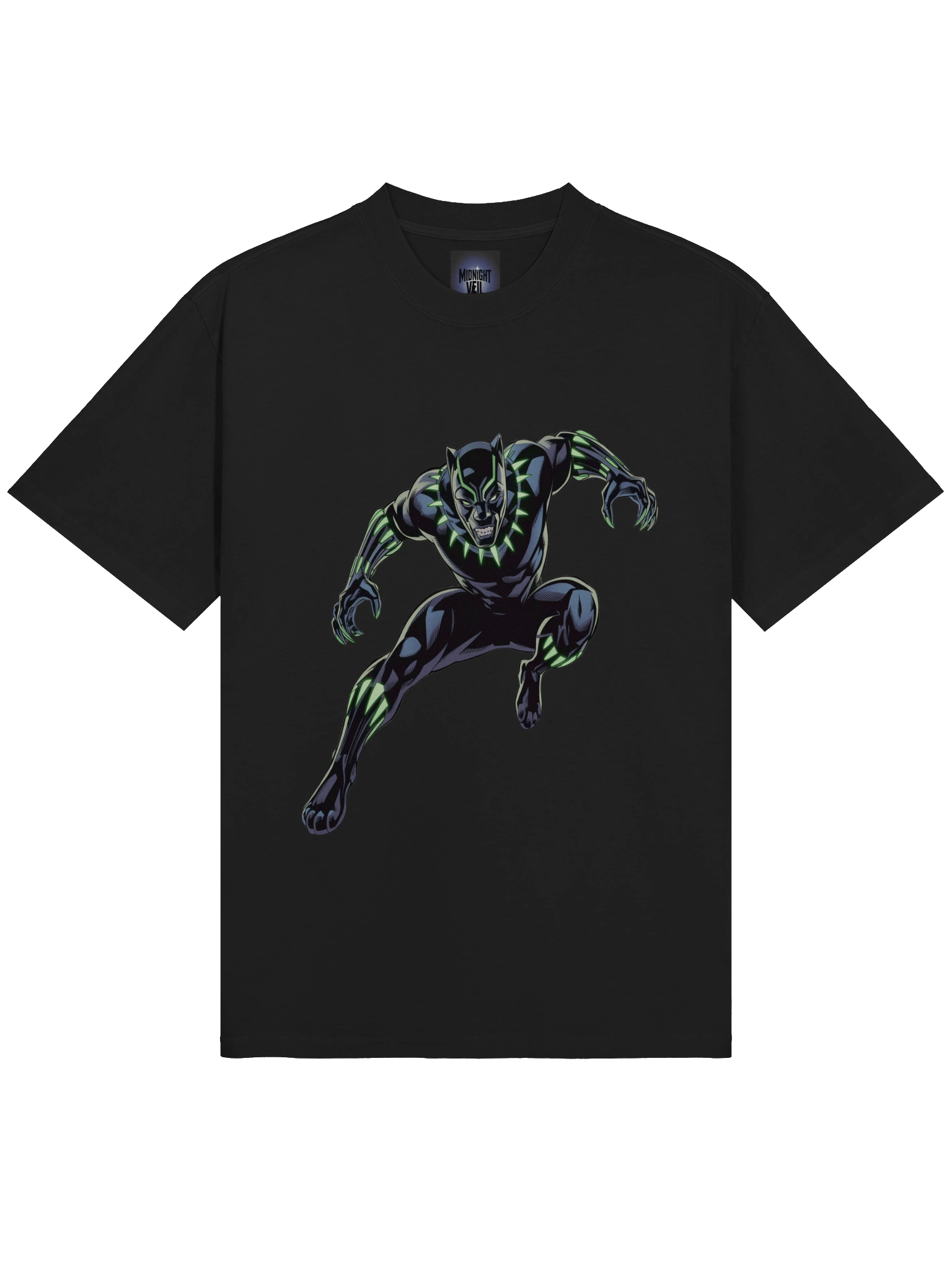 Black Panther Vibranium Glow Oversized Faded T-Shirt – Neon Claw Eclipse product image (5)