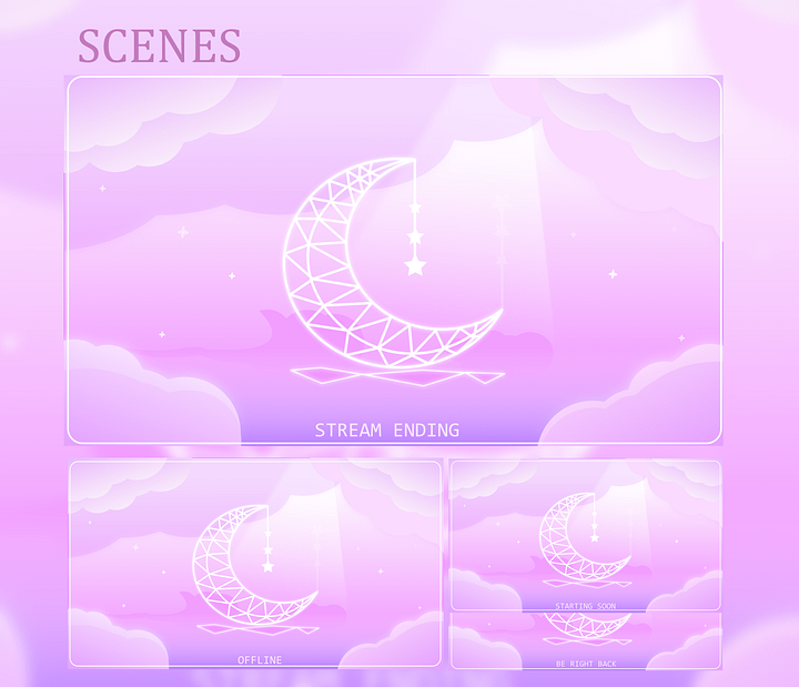 Pink Celestial Vtuber Stream Overlay Animated product image (2)