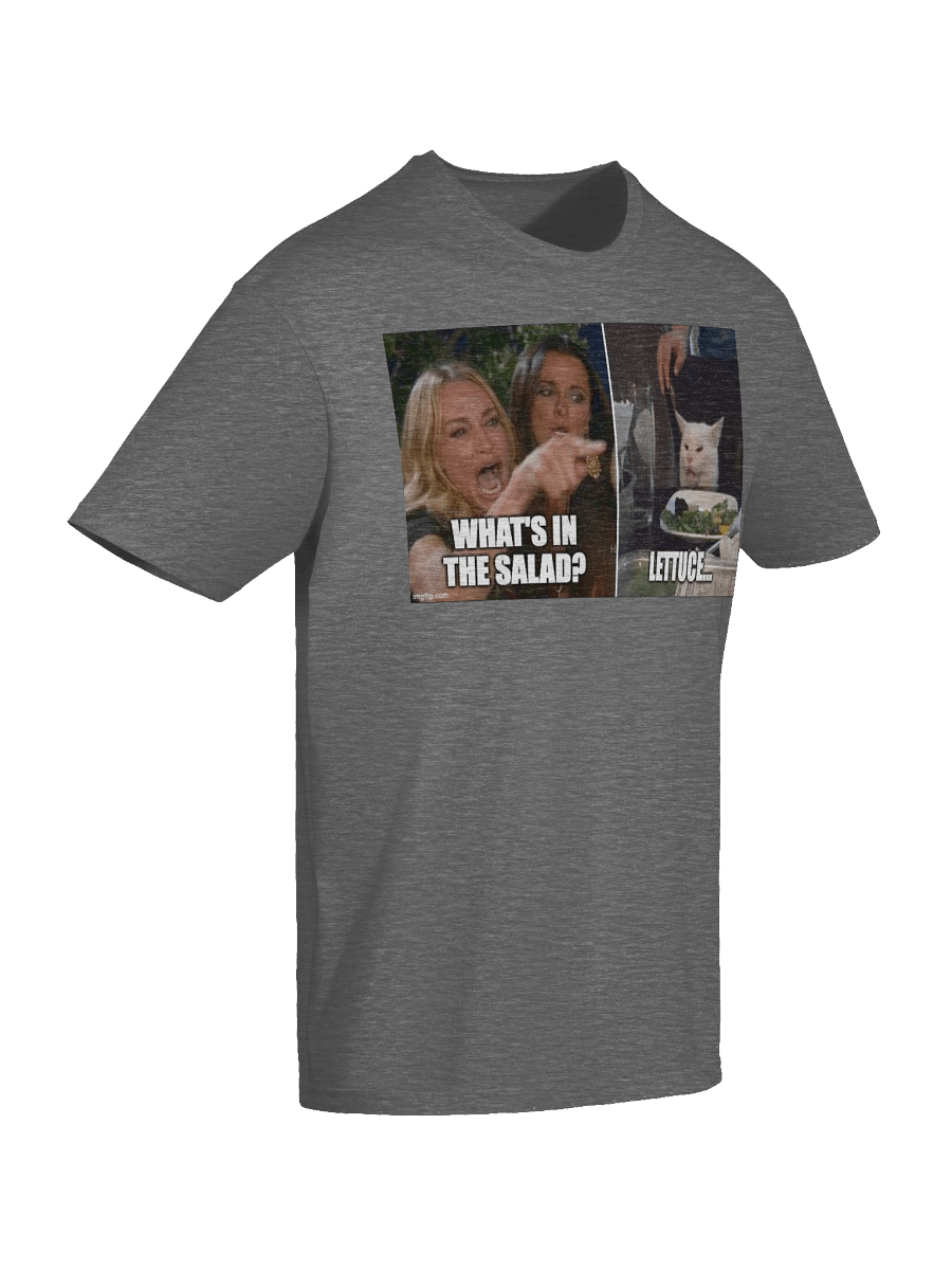 Funny Meme T-Shirt – Cat Meme Salad Tee – “What’s in the Salad? Lettuce” – Hawks Troll Shirt product image (10)