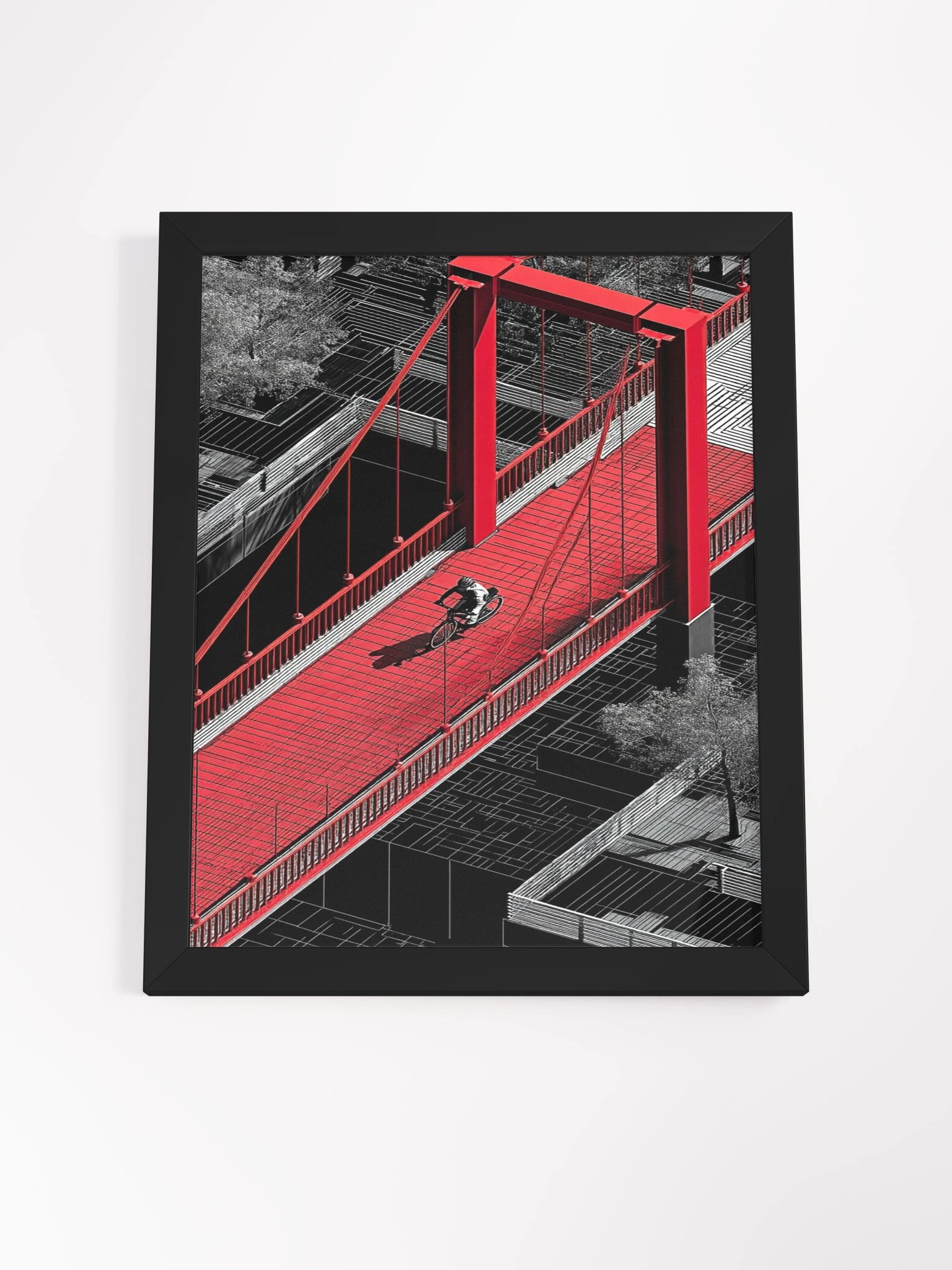 Red Bridge Passage Framed Matte Wall Art Canvas product image (6)