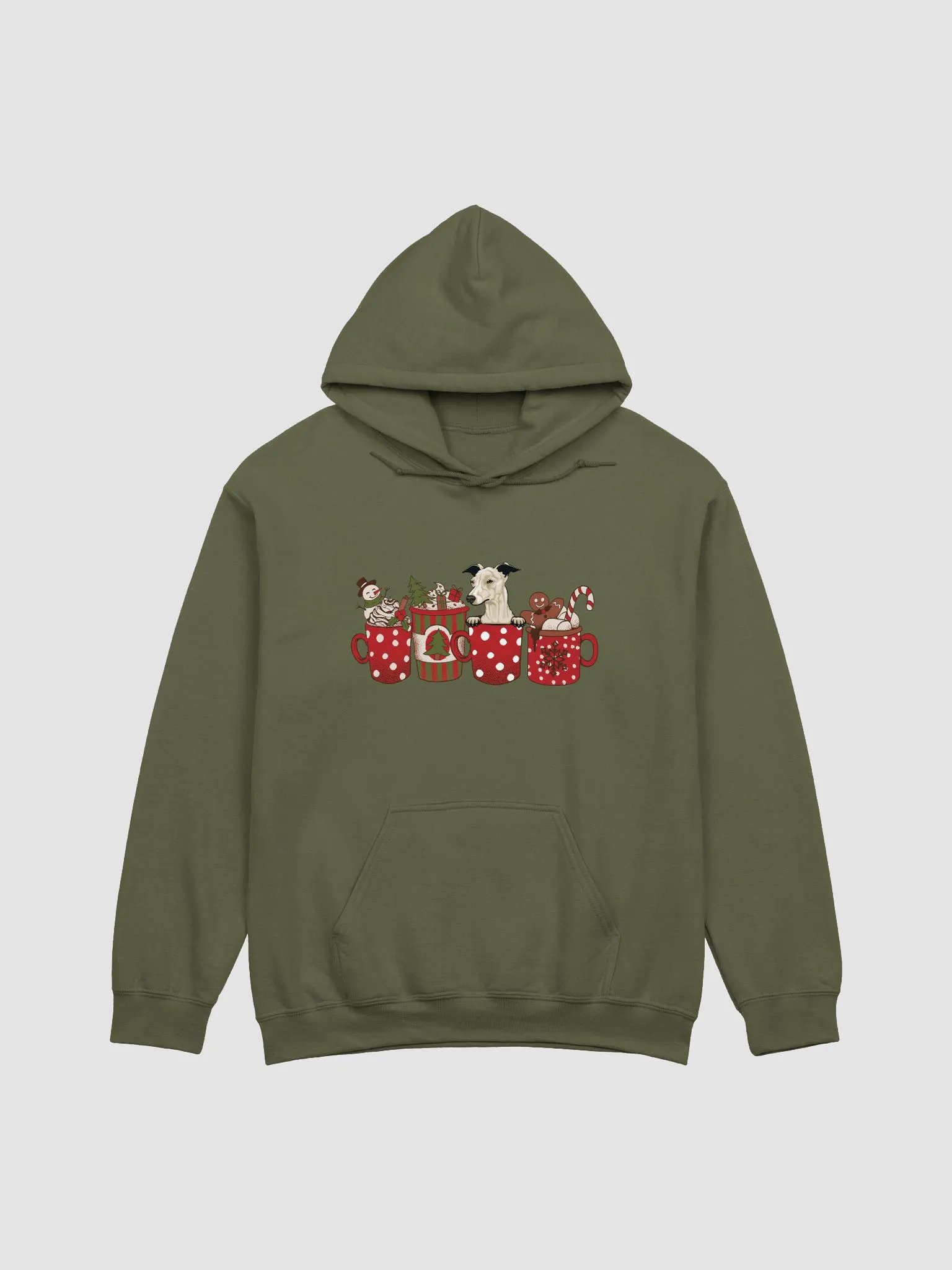 Cute Italian Greyhound(Fawn) in a Christmas Cup Hooded Sweatshirt | Funny Christmas Iggy Pup in a Cup product image (14)