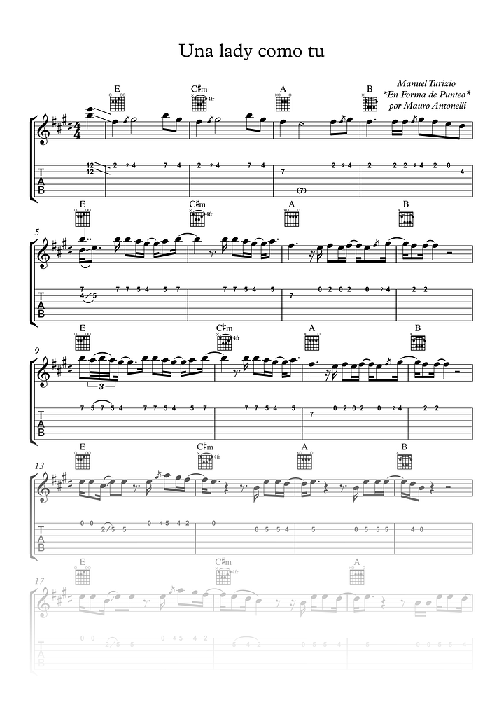Una lady como tu - Partitura + Tab + Acordes + Pista product image (1)