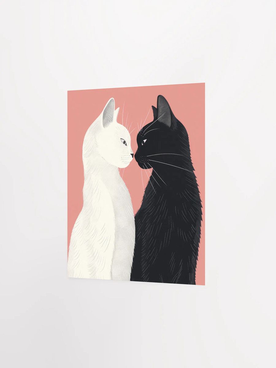 Lover Cats ~ Yin& Yang Valentine Felines Pastel Pink Art Print product image (28)