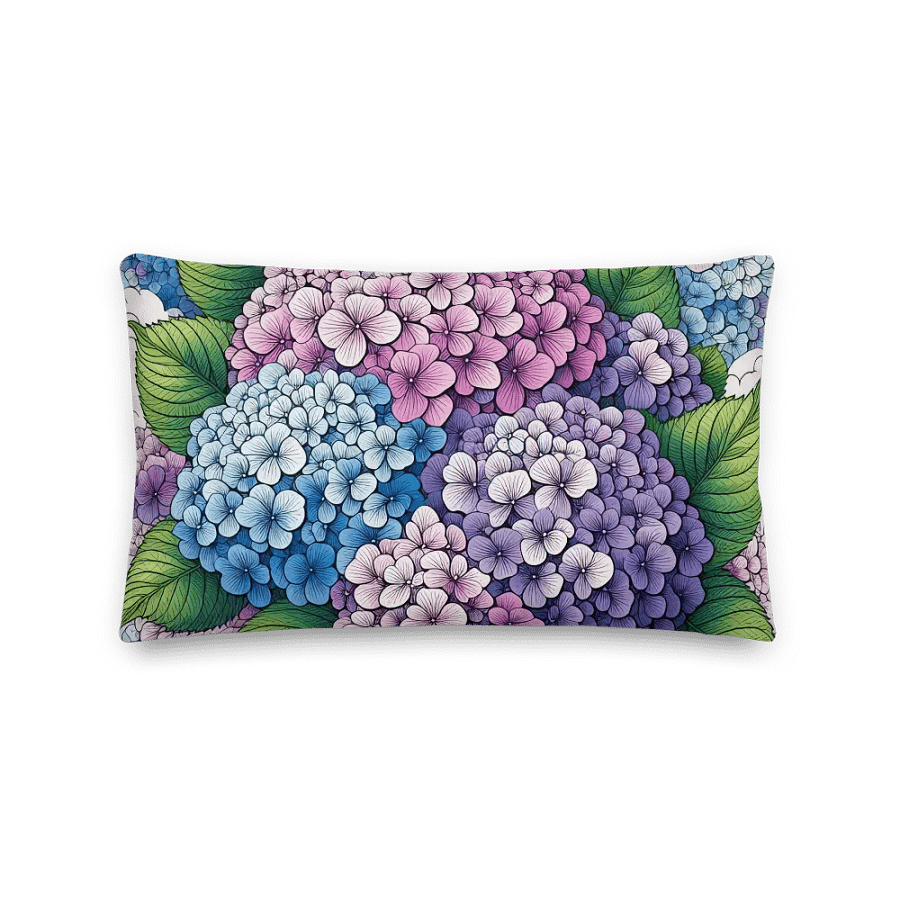 Hydrangea Harmony Premium Pillow | AI Design flower horstensia product image (3)