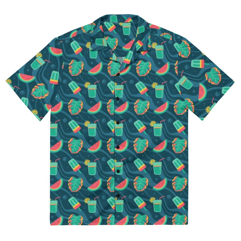 Summer Watermelon Cocktail Hawaiian Shirt product image (2)