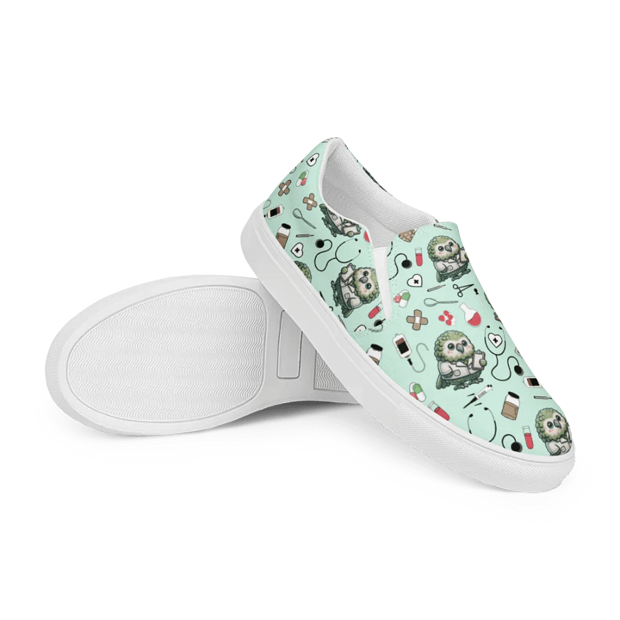 Cute Medical Kakapo Slip-On Canvas Shoes (Green) product image (7)