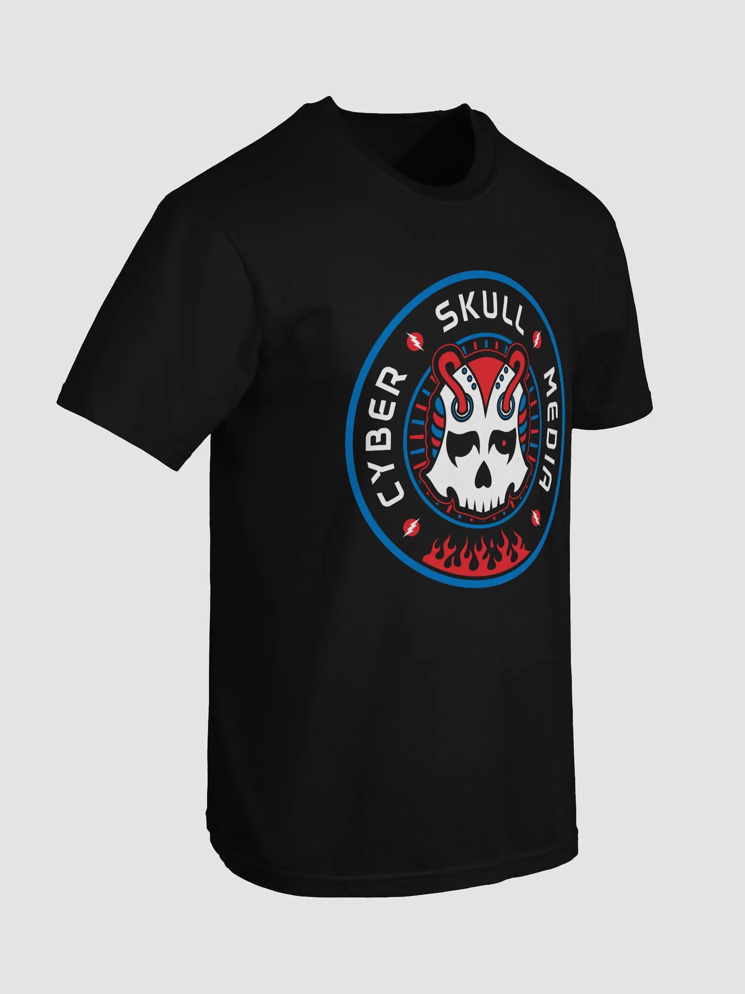 Red, White, & Blue Cyber Skull Media Logo Tee (Premium) product image (7)