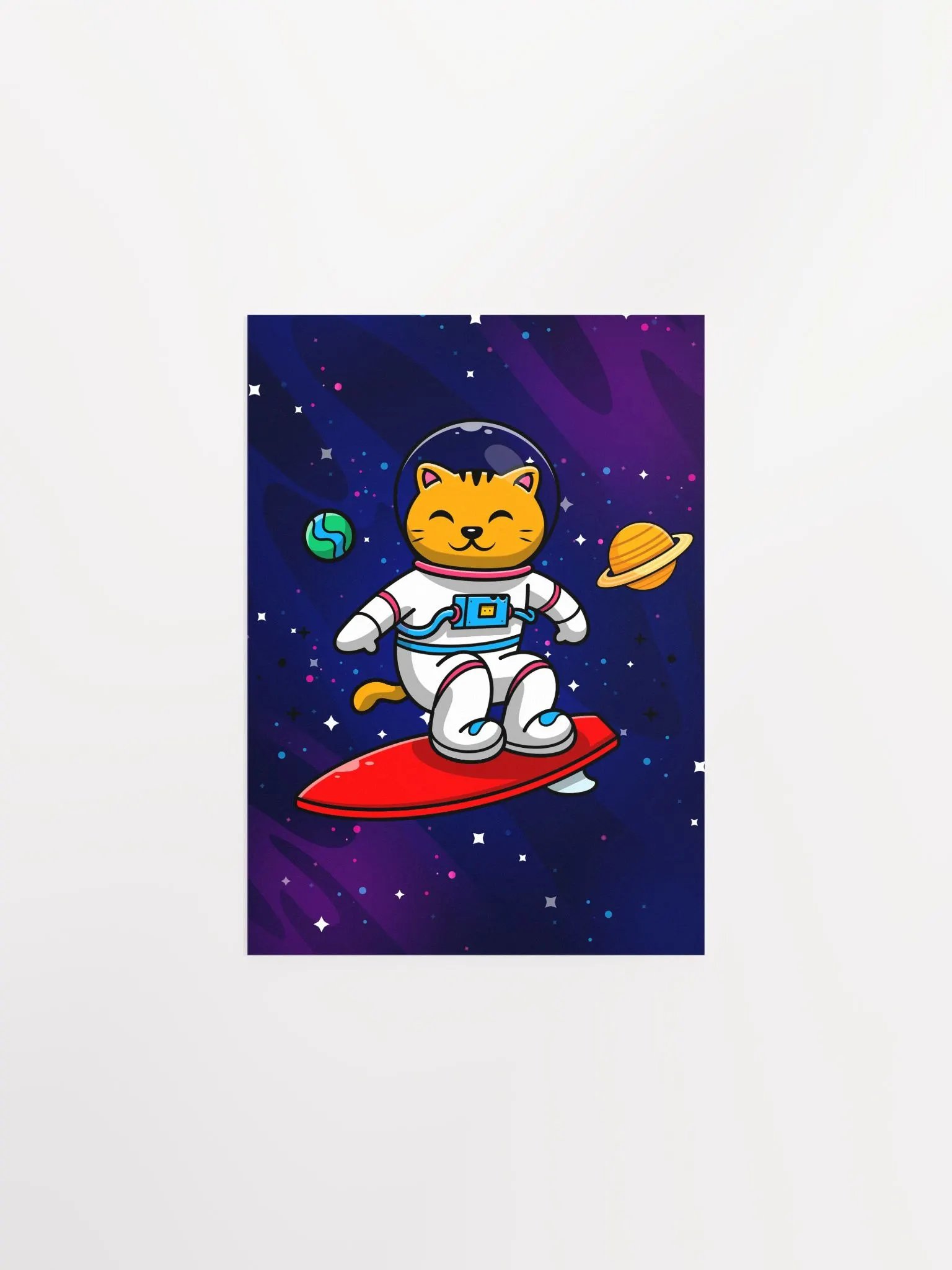 Cat Astronaut, space cat and fish — space poster, synthwave space, neon space, aesthetic poster product image (6)