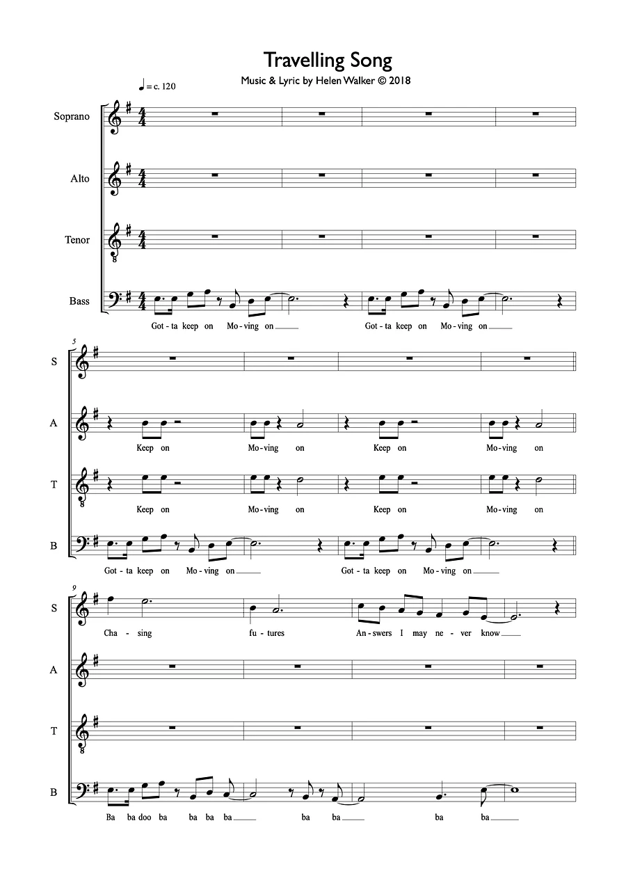 Travelling Song (Choral - SATB unaccompanied) product image (1)